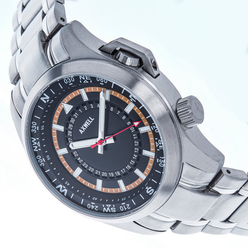 Axwell Vertigo Bracelet Miyota Watch w/Date - Black - AXWAW101-6-MIY-SS