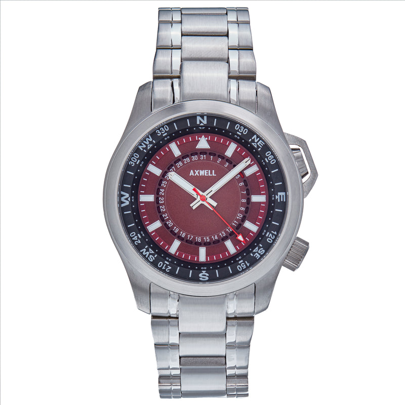 Axwell Vertigo Bracelet Miyota Watch w/Date - Red - AXWAW101-8-MIY-SS